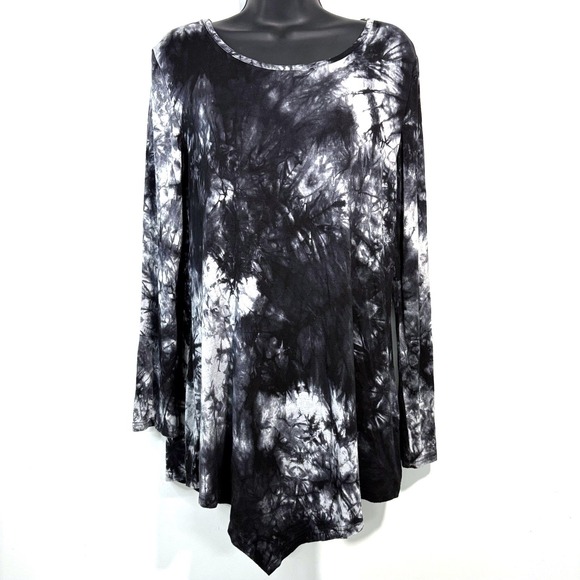 Black Gray Tie Dye Asymmetrical Indie Sleaze Dark Grunge Goth Fairygoth Witch - Picture 2 of 14